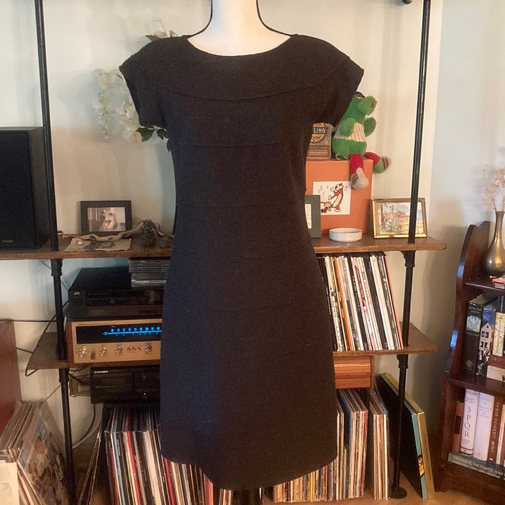 Peserico 100% Fleece Wool Brown Career Shift Dress
